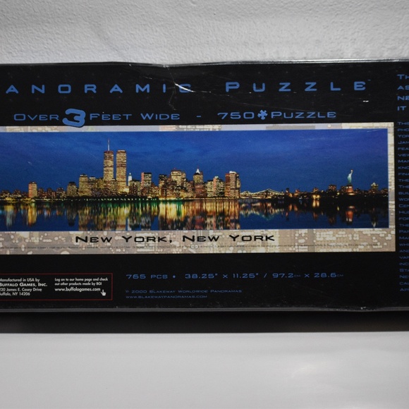 New York New York Panoramic Puzzle 3 Feet Wide 750 Piece Twin Towers Sealed - Picture 2 of 7
